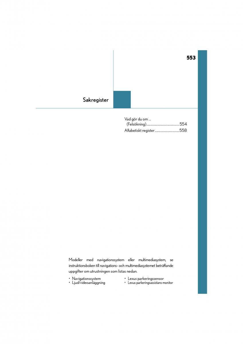 Lexus IS200t III 3 instruktionsbok / page 553