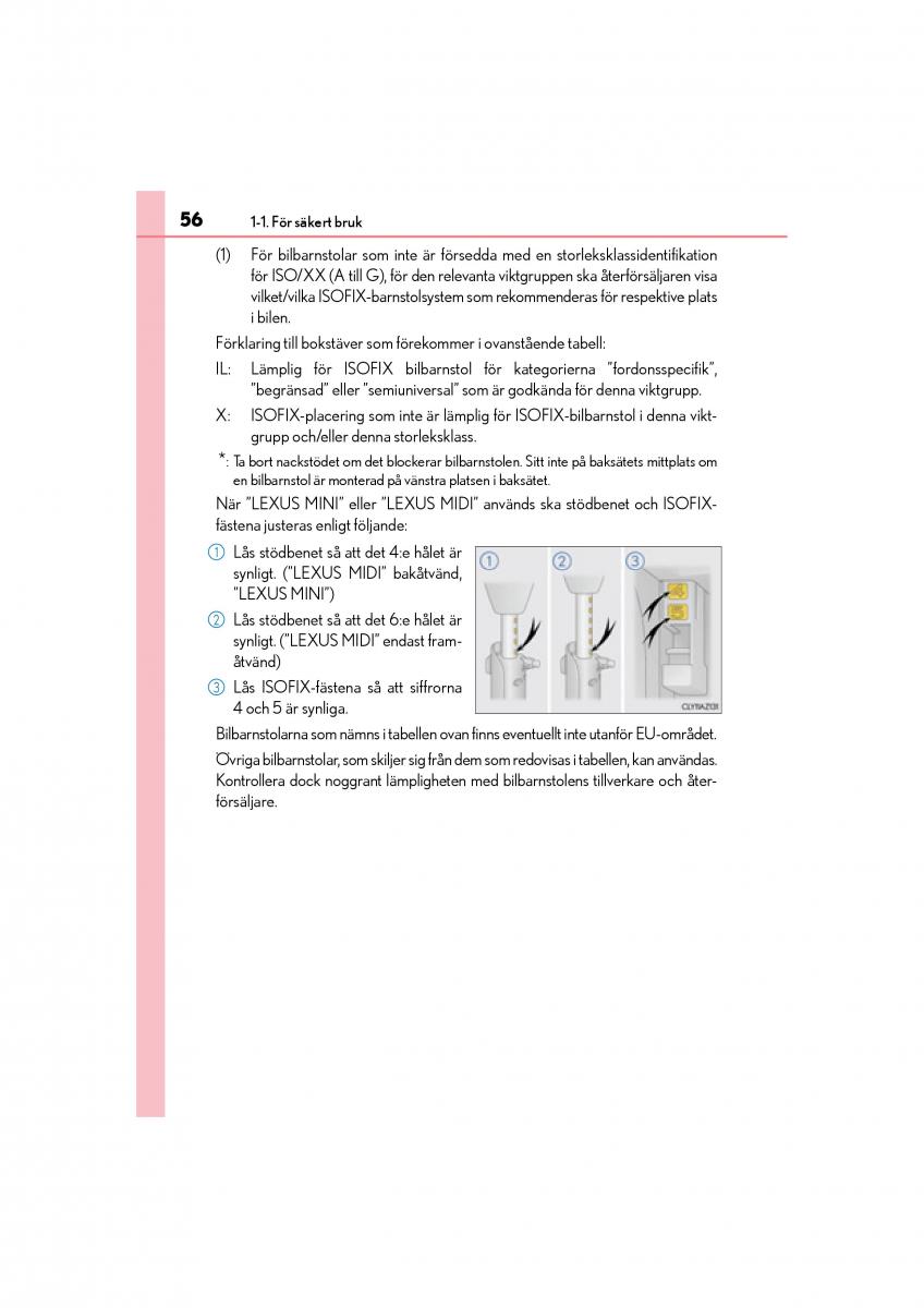 Lexus IS200t III 3 instruktionsbok / page 56