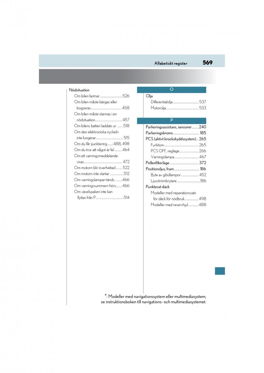Lexus IS200t III 3 instruktionsbok / page 569
