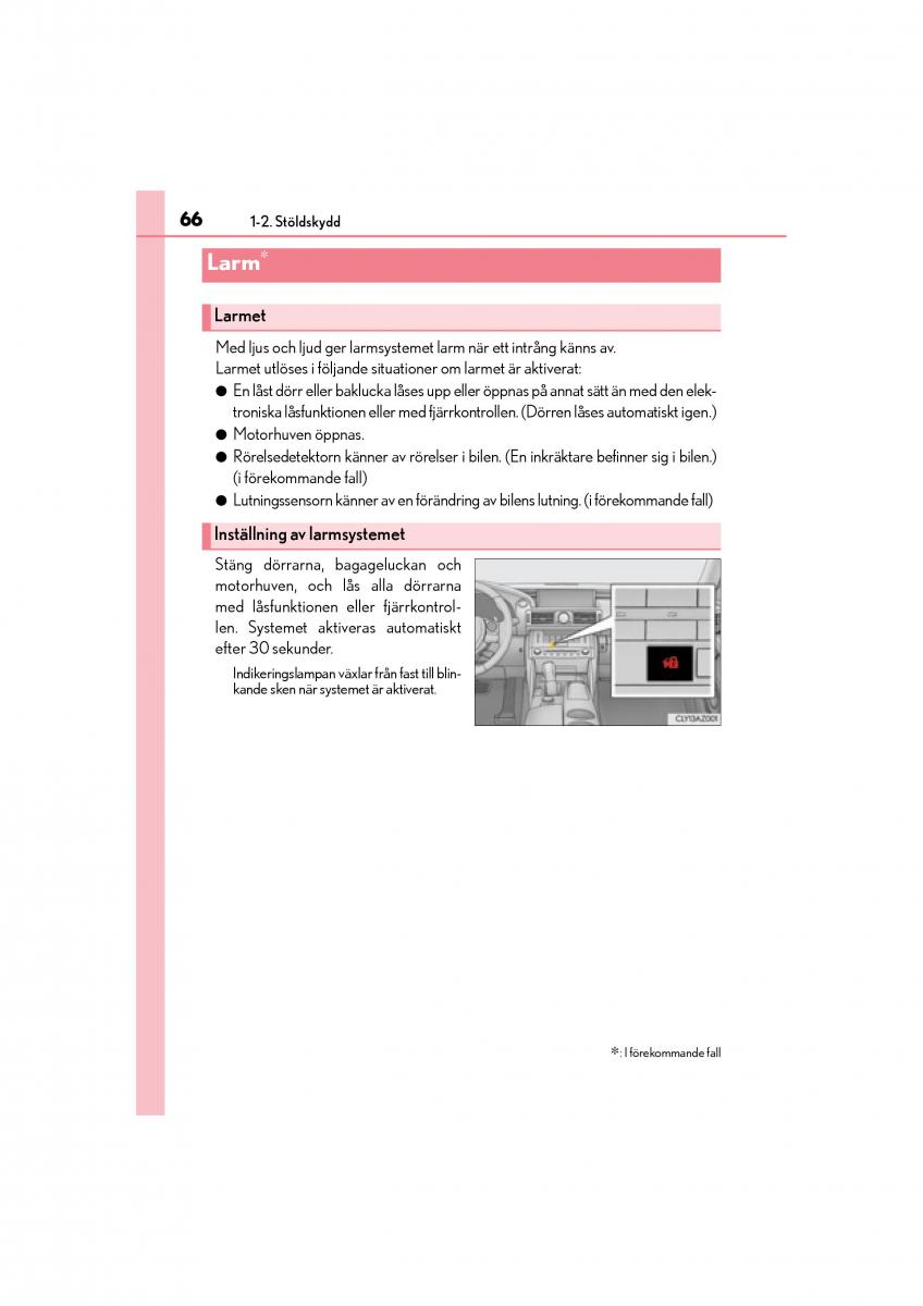 Lexus IS200t III 3 instruktionsbok / page 66