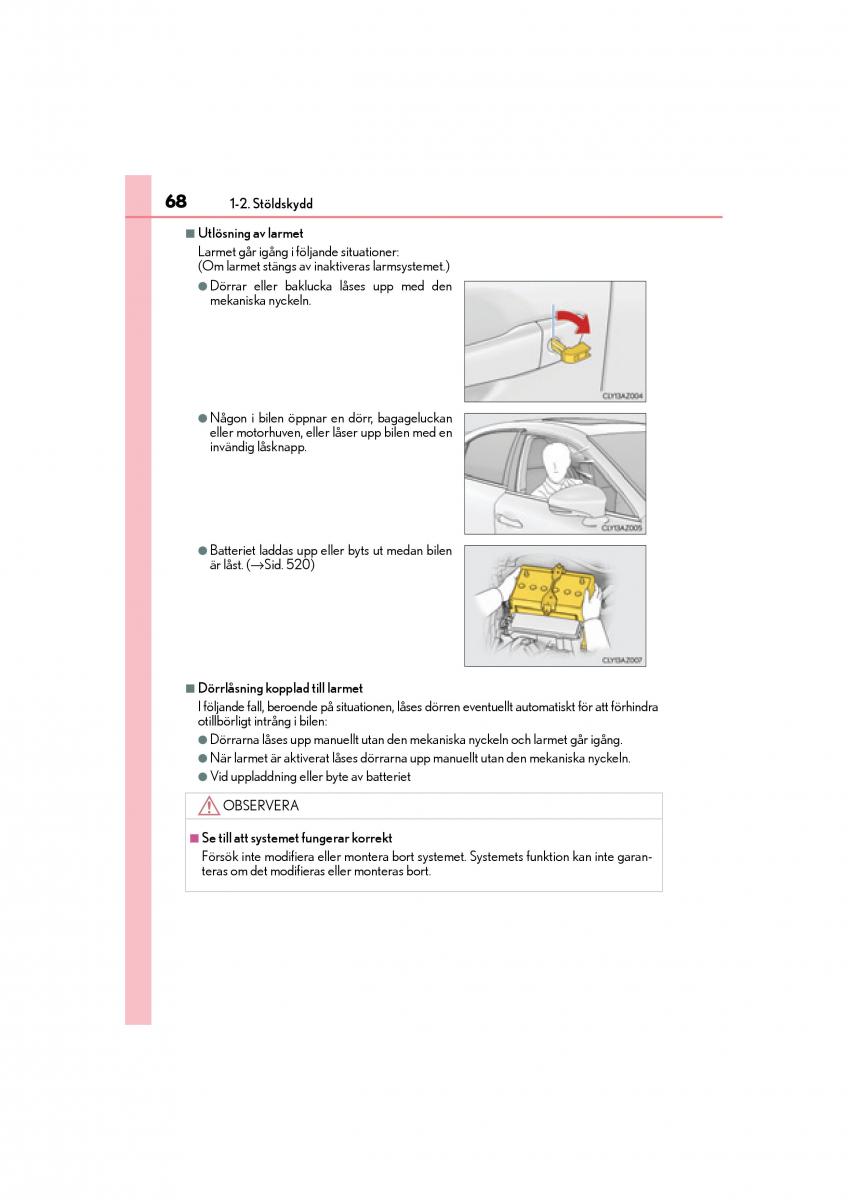 Lexus IS200t III 3 instruktionsbok / page 68