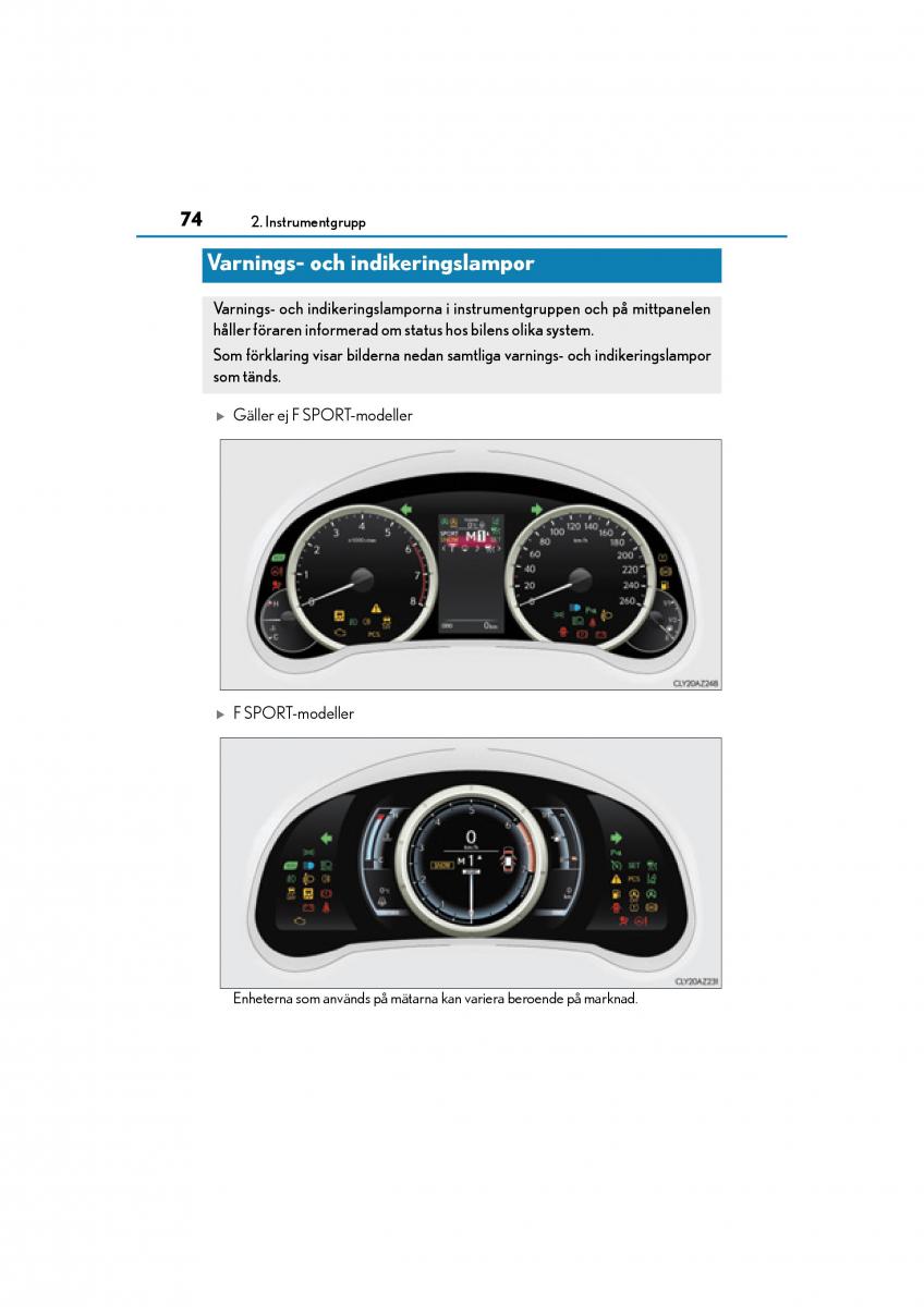 Lexus IS200t III 3 instruktionsbok / page 74