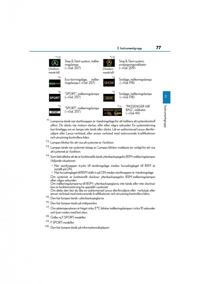 Lexus IS200t III 3 instruktionsbok / page 77