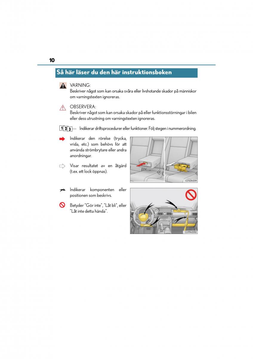 Lexus IS200t III 3 instruktionsbok / page 10