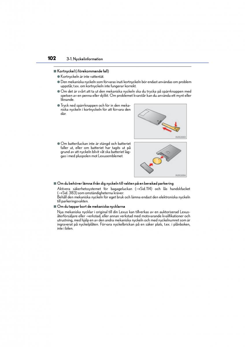 Lexus IS200t III 3 instruktionsbok / page 102