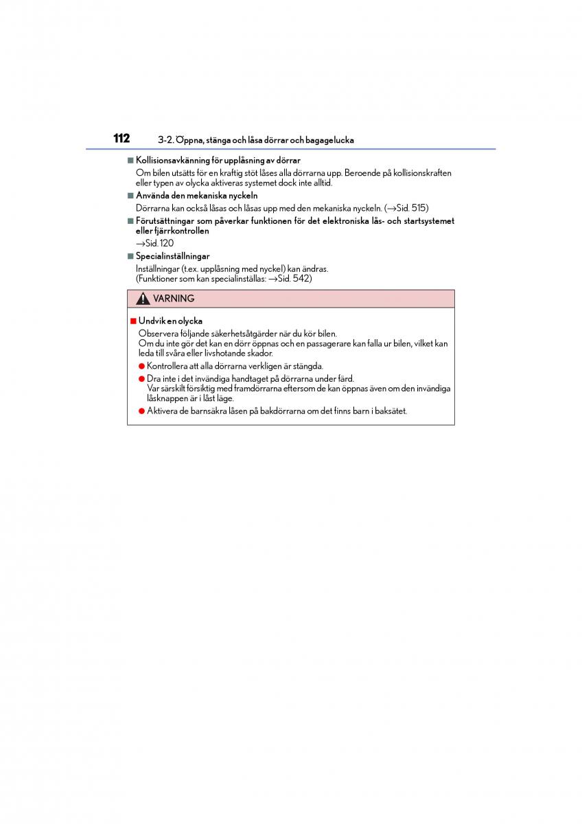 Lexus IS200t III 3 instruktionsbok / page 112