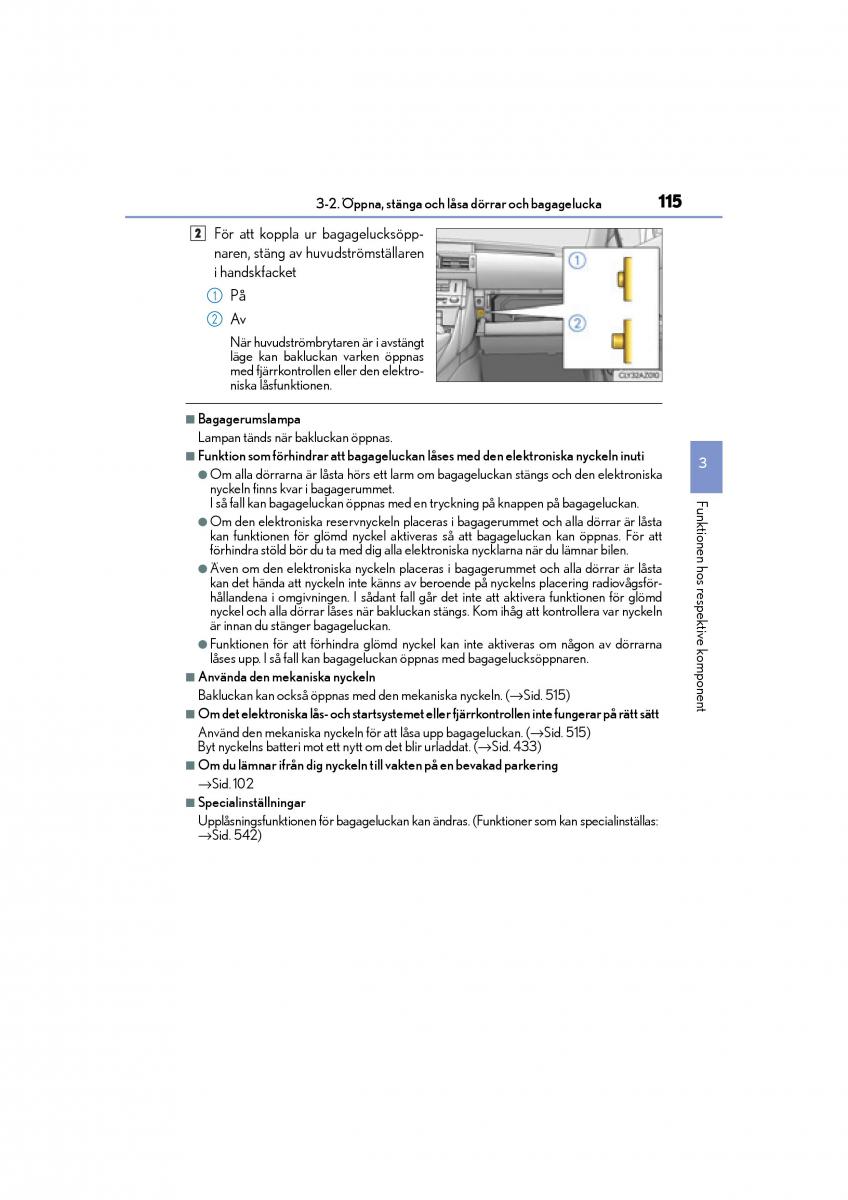 Lexus IS200t III 3 instruktionsbok / page 115