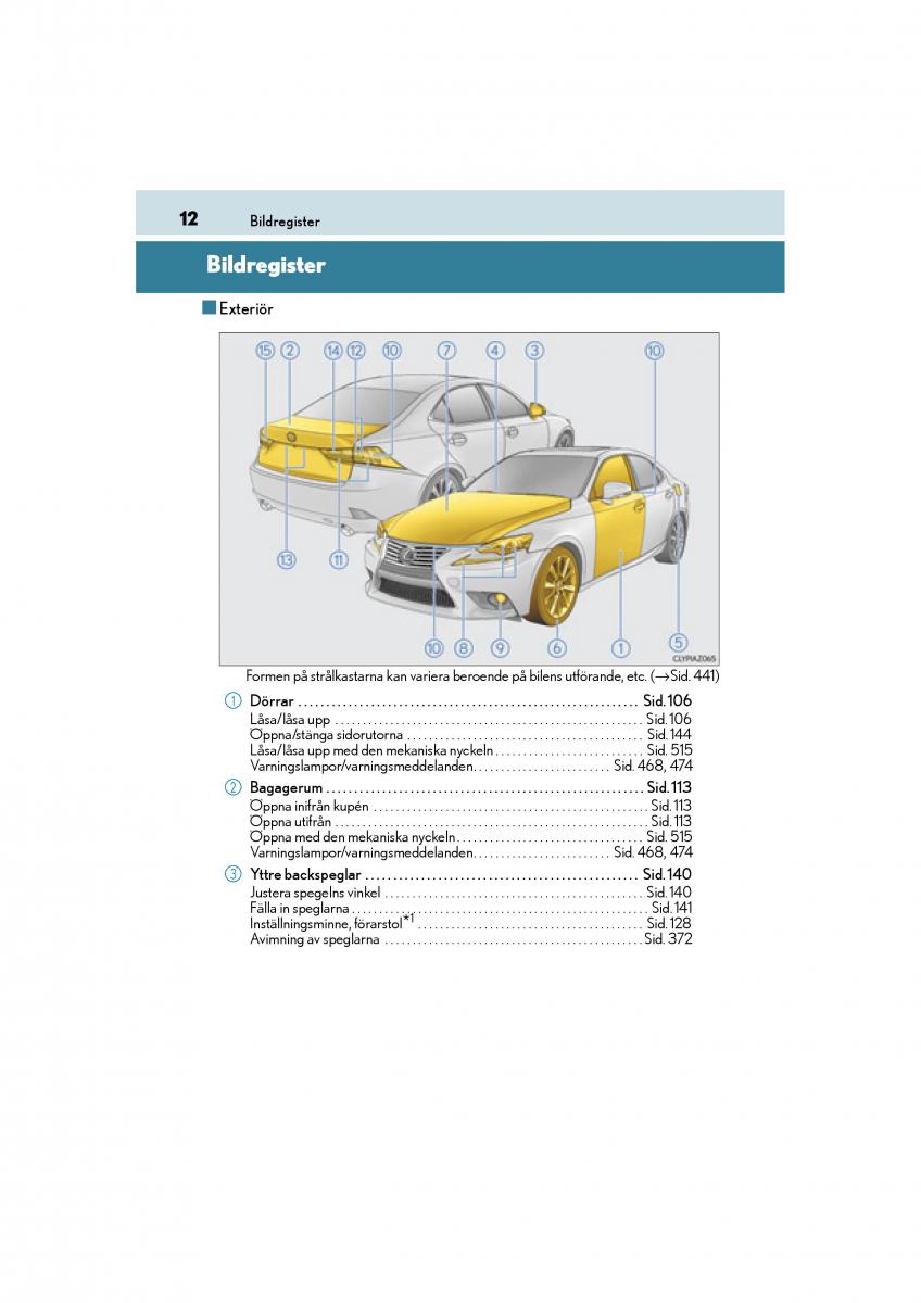 Lexus IS200t III 3 instruktionsbok / page 12