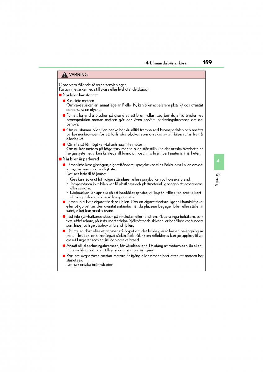 Lexus IS200t III 3 instruktionsbok / page 159