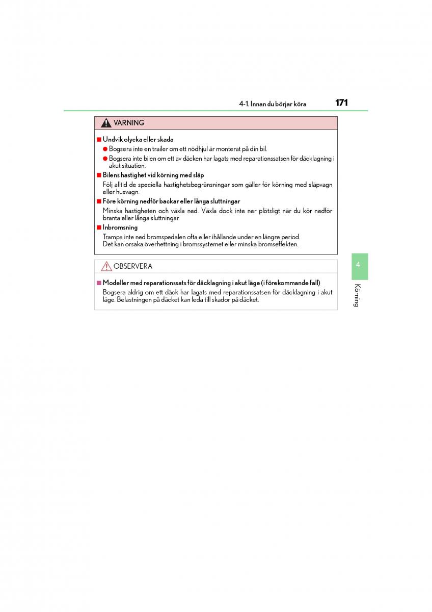 Lexus IS200t III 3 instruktionsbok / page 171