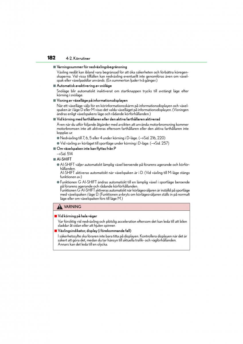 Lexus IS200t III 3 instruktionsbok / page 182