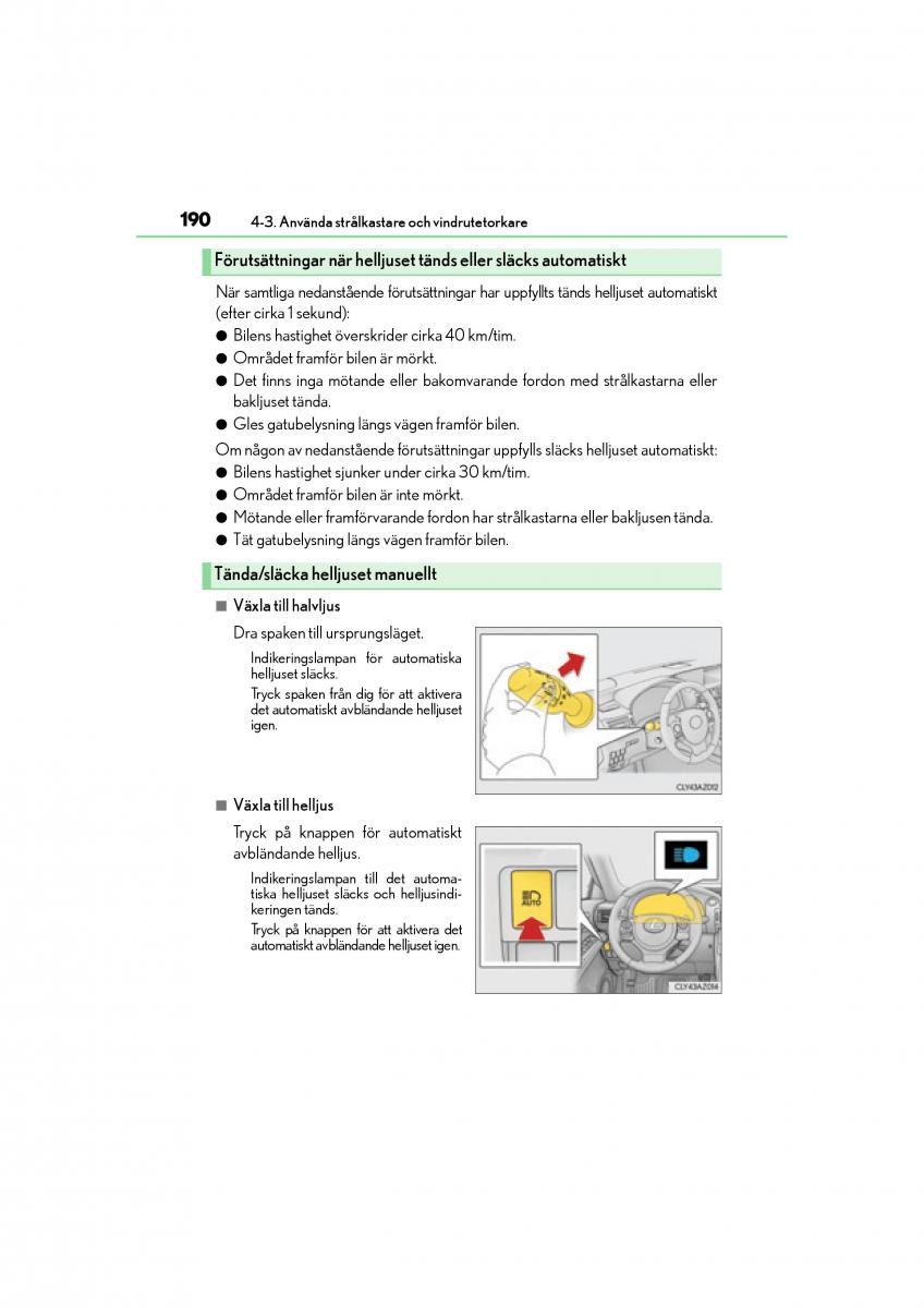 Lexus IS200t III 3 instruktionsbok / page 190