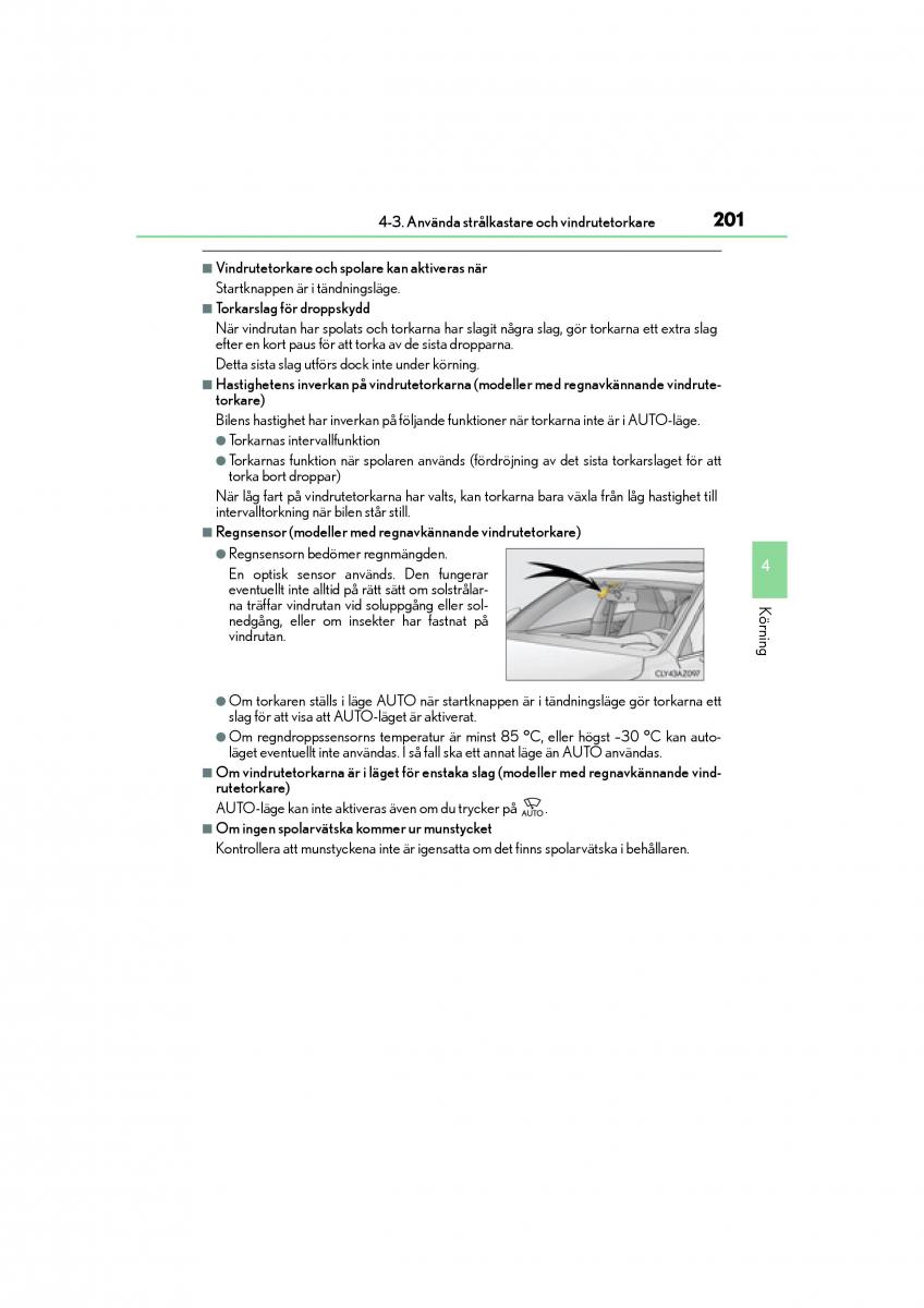 Lexus IS200t III 3 instruktionsbok / page 201