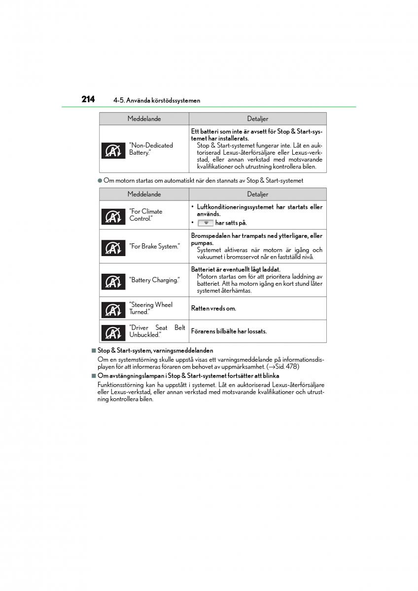 Lexus IS200t III 3 instruktionsbok / page 214