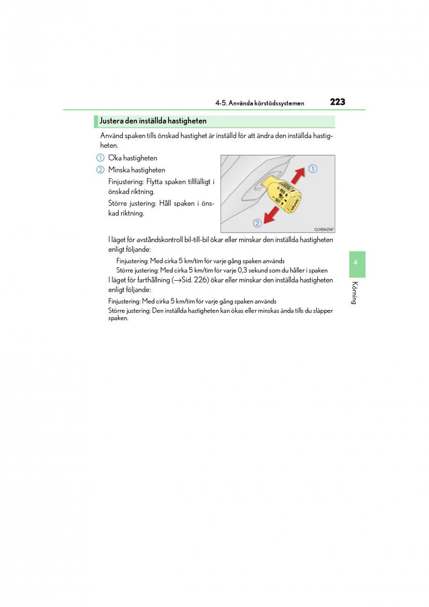 Lexus IS200t III 3 instruktionsbok / page 223