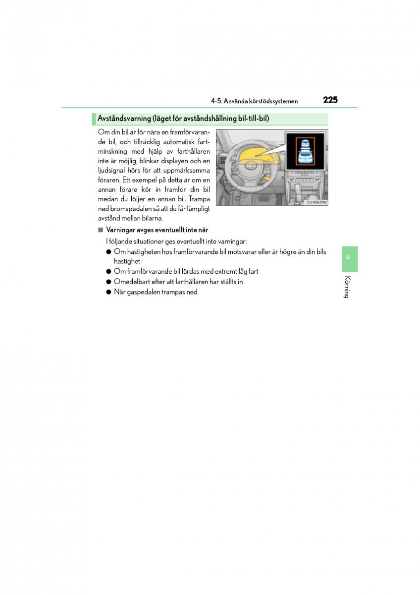 Lexus IS200t III 3 instruktionsbok / page 225