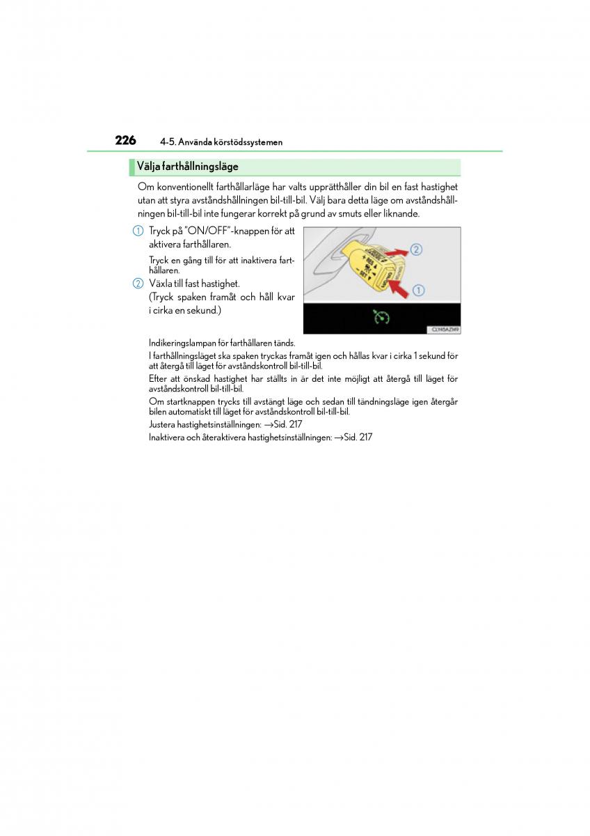 Lexus IS200t III 3 instruktionsbok / page 226