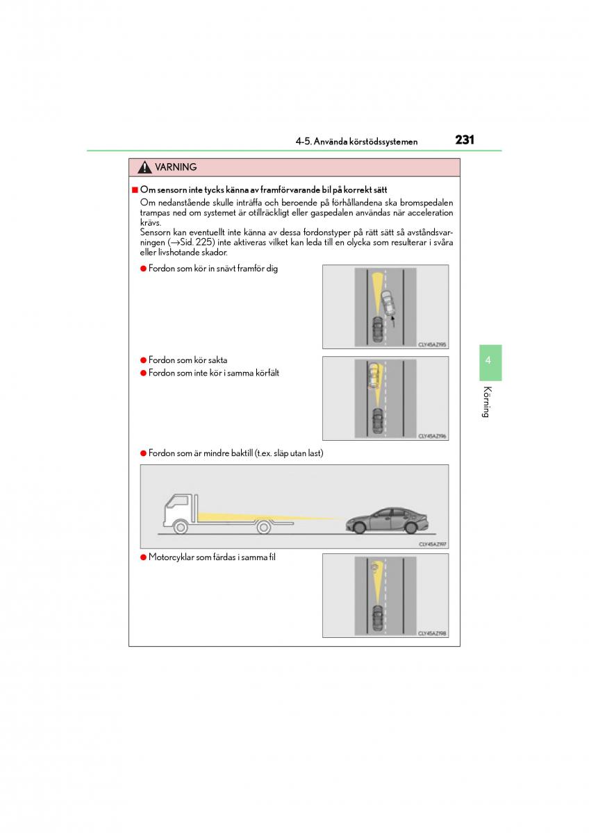 Lexus IS200t III 3 instruktionsbok / page 231