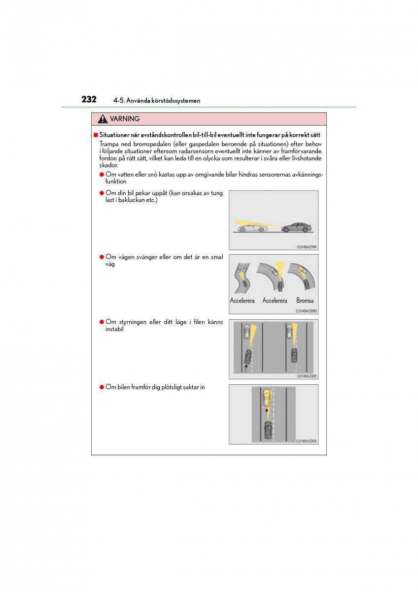 Lexus IS200t III 3 instruktionsbok / page 232