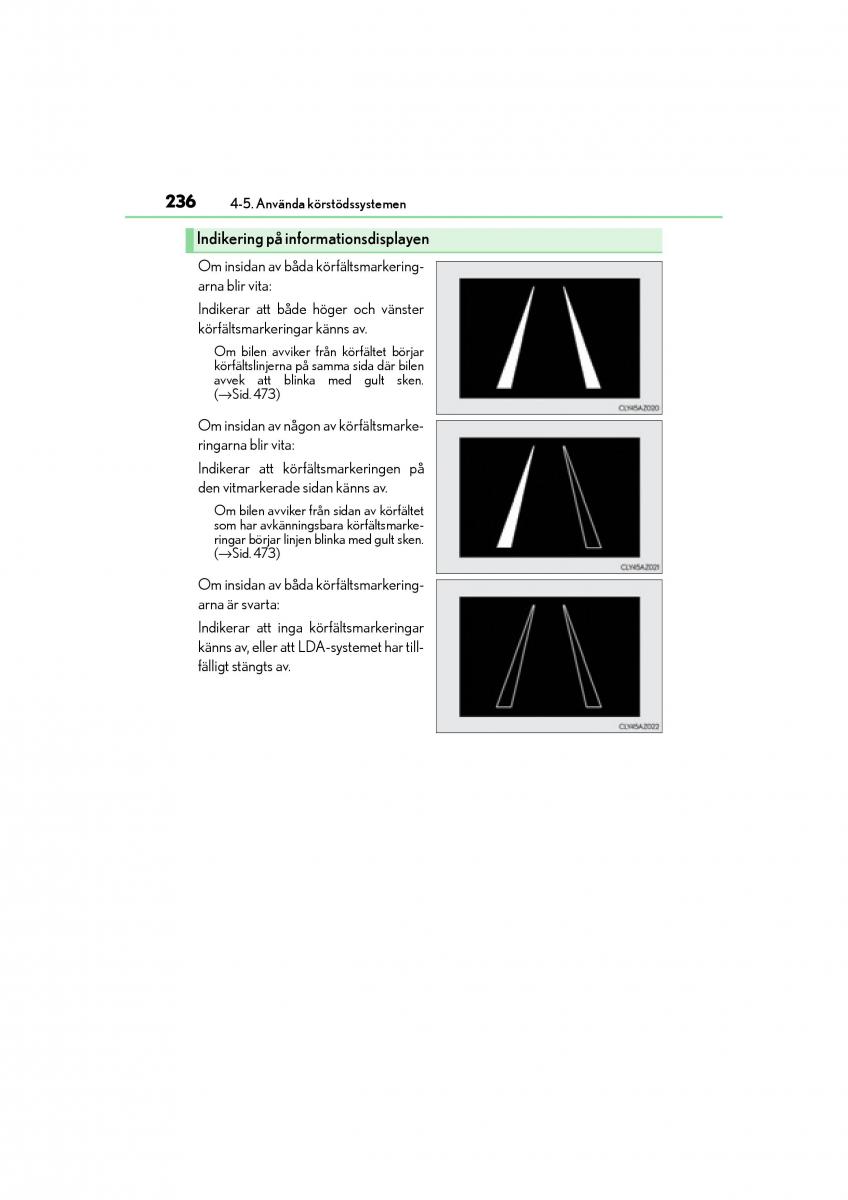 Lexus IS200t III 3 instruktionsbok / page 236