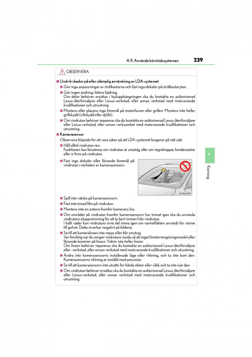 Lexus IS200t III 3 instruktionsbok / page 239