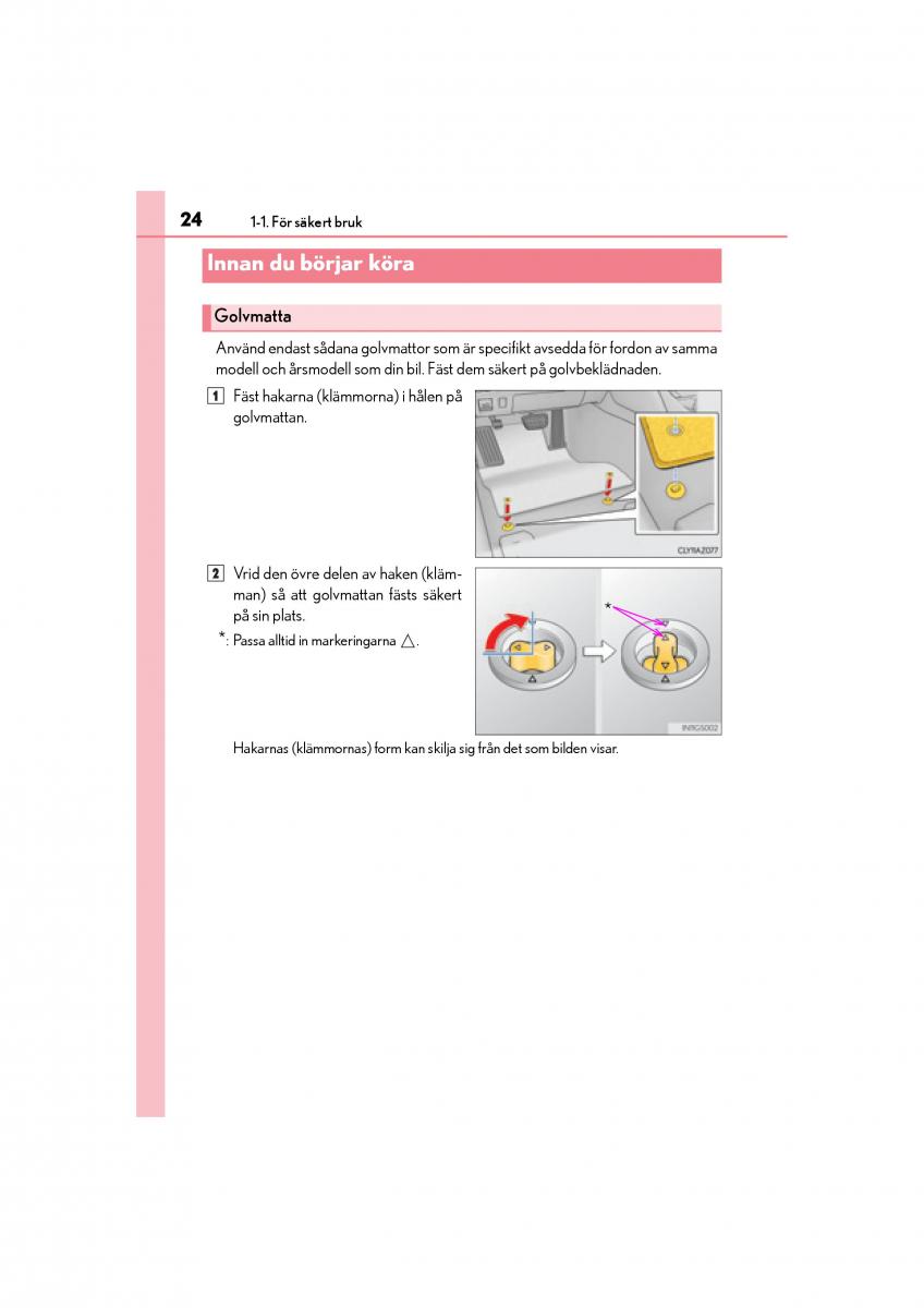 Lexus IS200t III 3 instruktionsbok / page 24