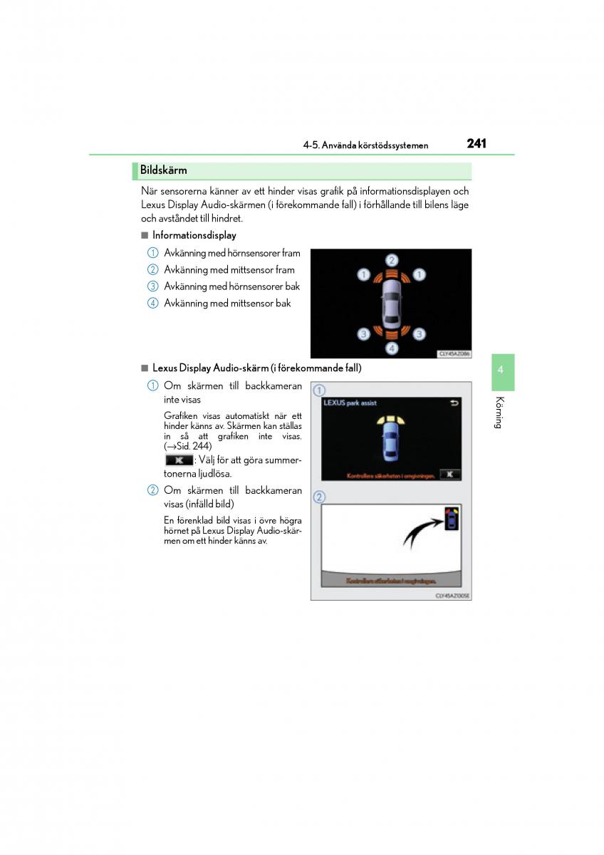 Lexus IS200t III 3 instruktionsbok / page 241