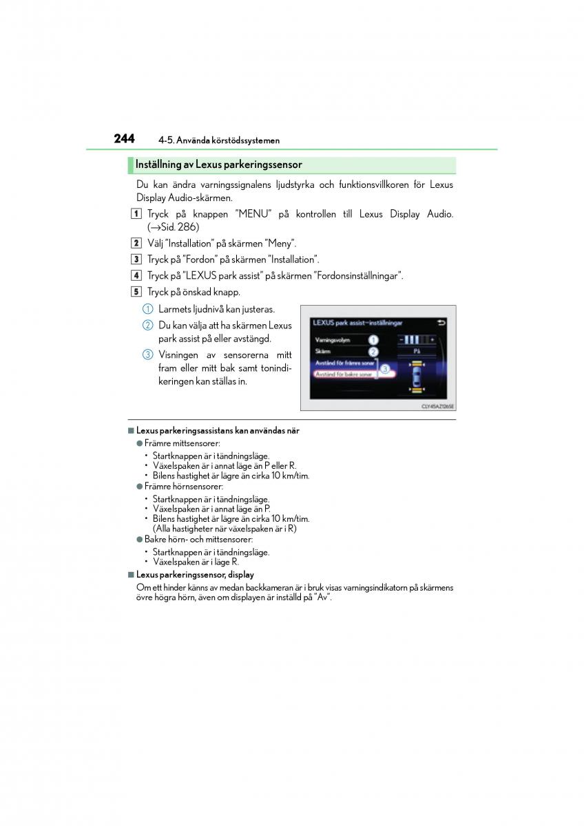 Lexus IS200t III 3 instruktionsbok / page 244