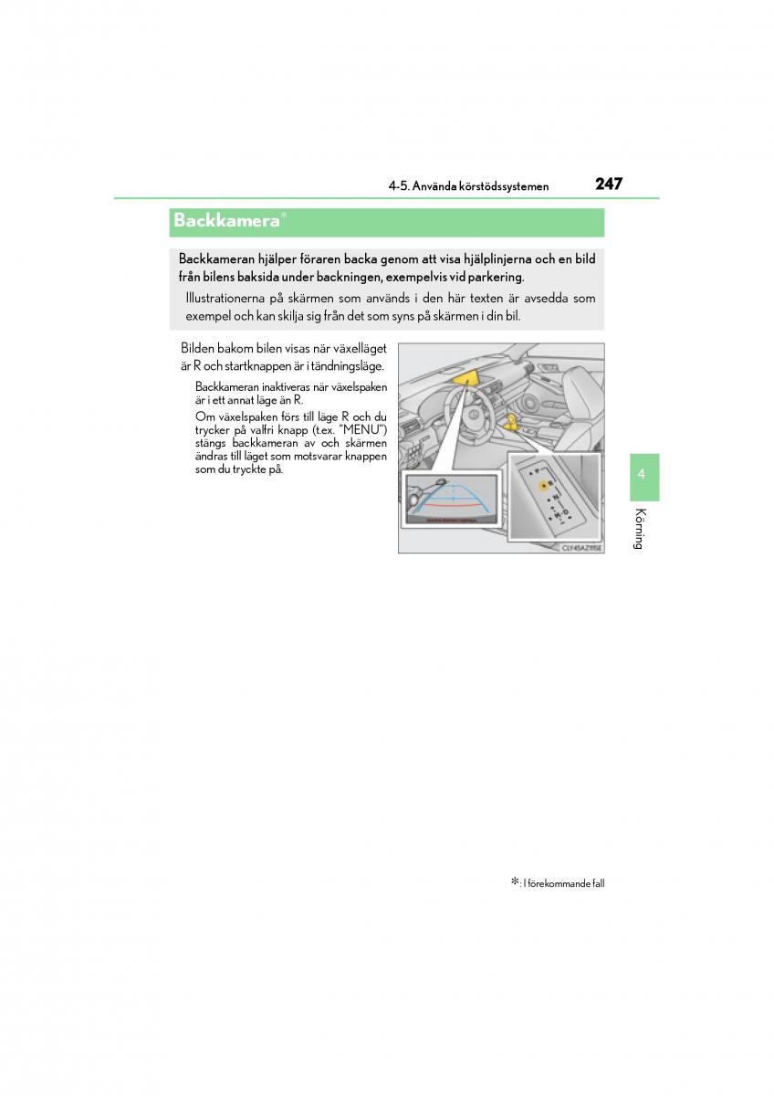 Lexus IS200t III 3 instruktionsbok / page 247