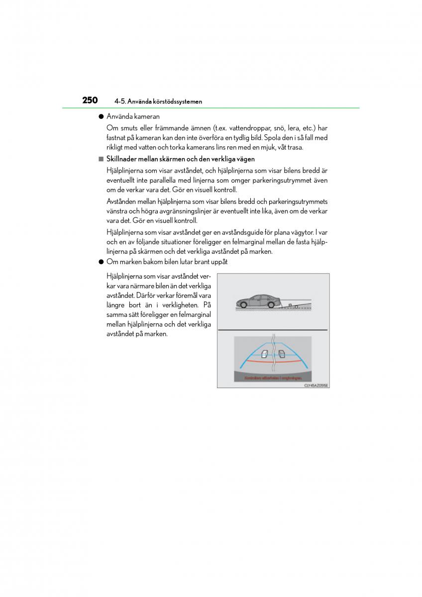 Lexus IS200t III 3 instruktionsbok / page 250