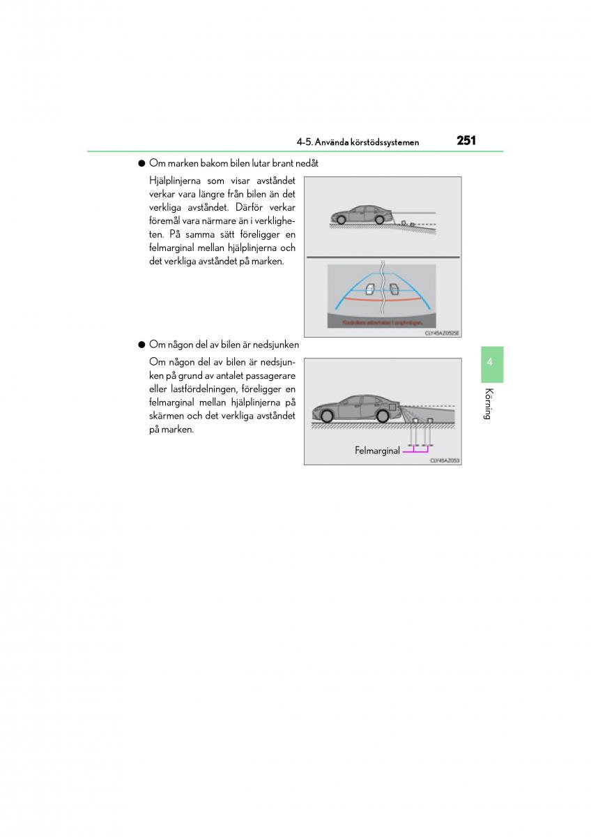 Lexus IS200t III 3 instruktionsbok / page 251