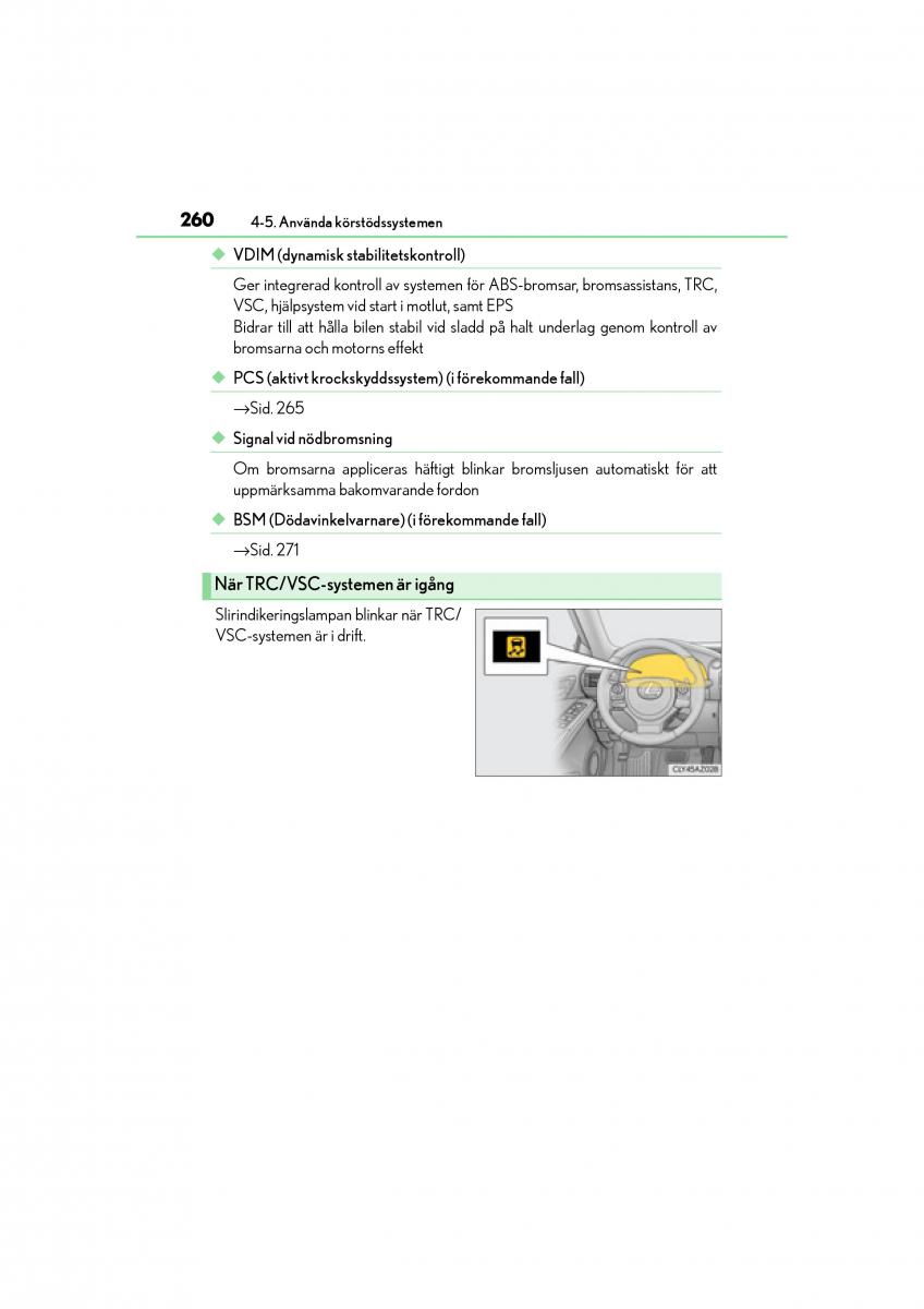 Lexus IS200t III 3 instruktionsbok / page 260