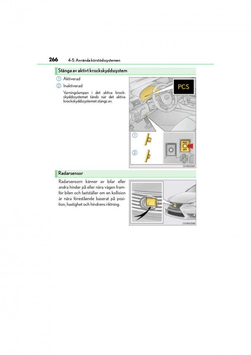 Lexus IS200t III 3 instruktionsbok / page 266