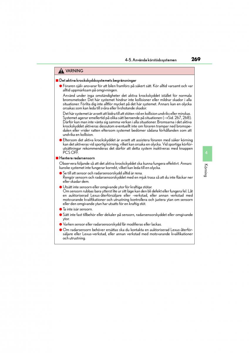 Lexus IS200t III 3 instruktionsbok / page 269