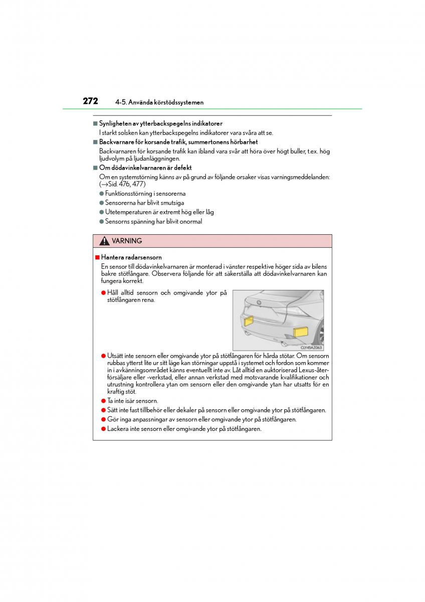 Lexus IS200t III 3 instruktionsbok / page 272