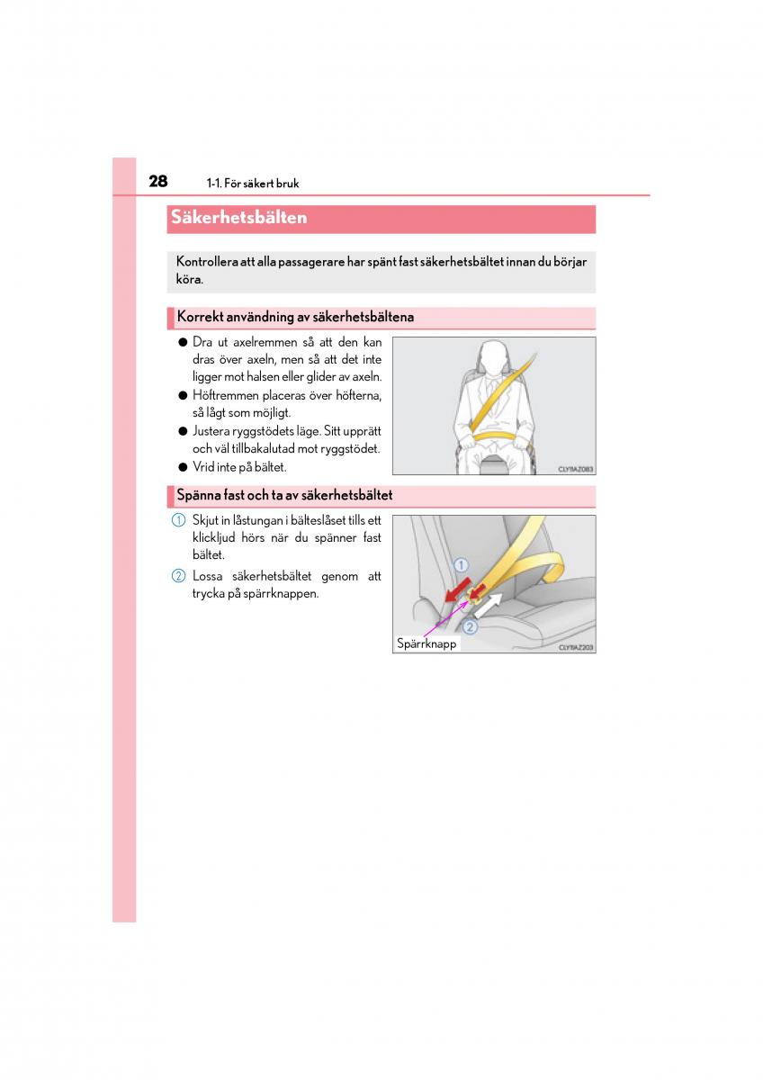 Lexus IS200t III 3 instruktionsbok / page 28