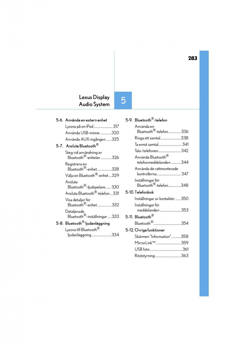 Lexus IS200t III 3 instruktionsbok / page 283