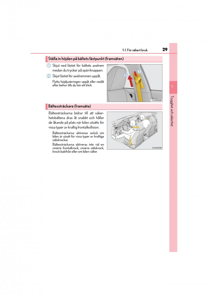 Lexus IS200t III 3 instruktionsbok / page 29