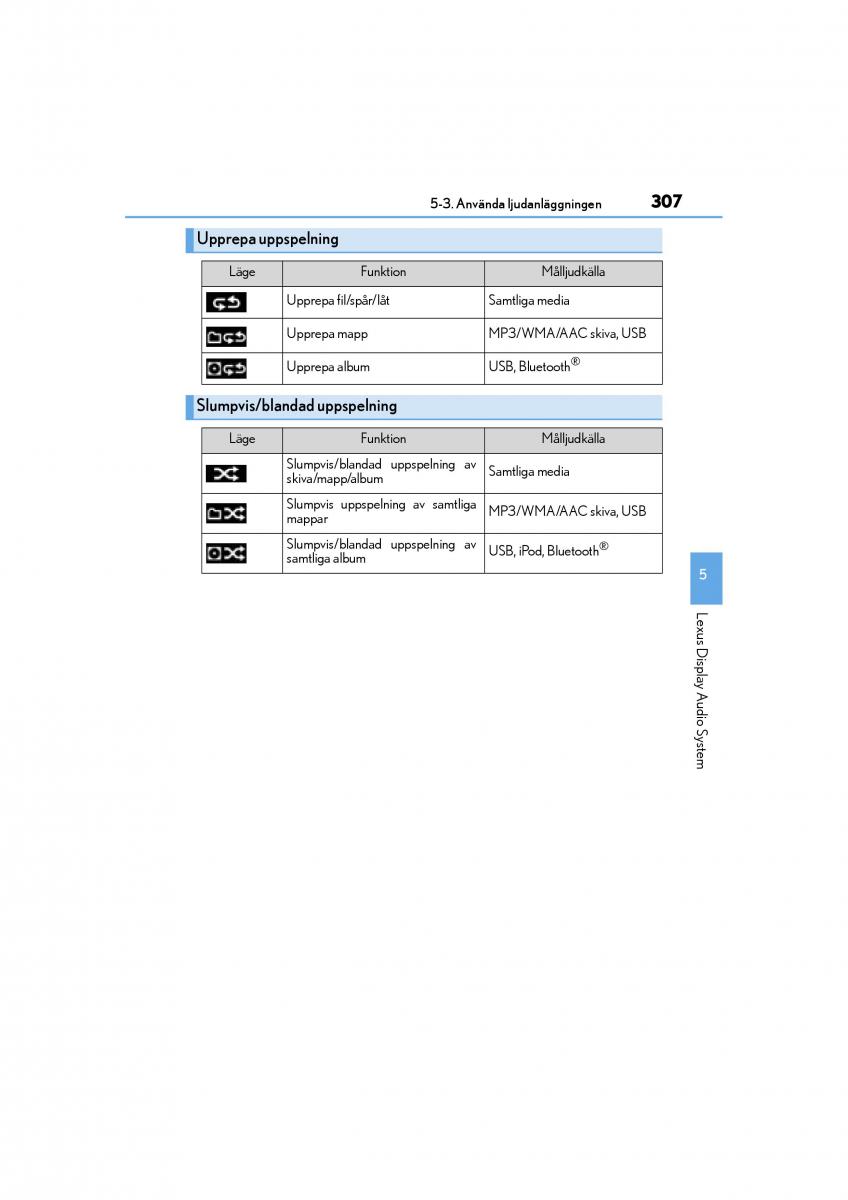 Lexus IS200t III 3 instruktionsbok / page 307