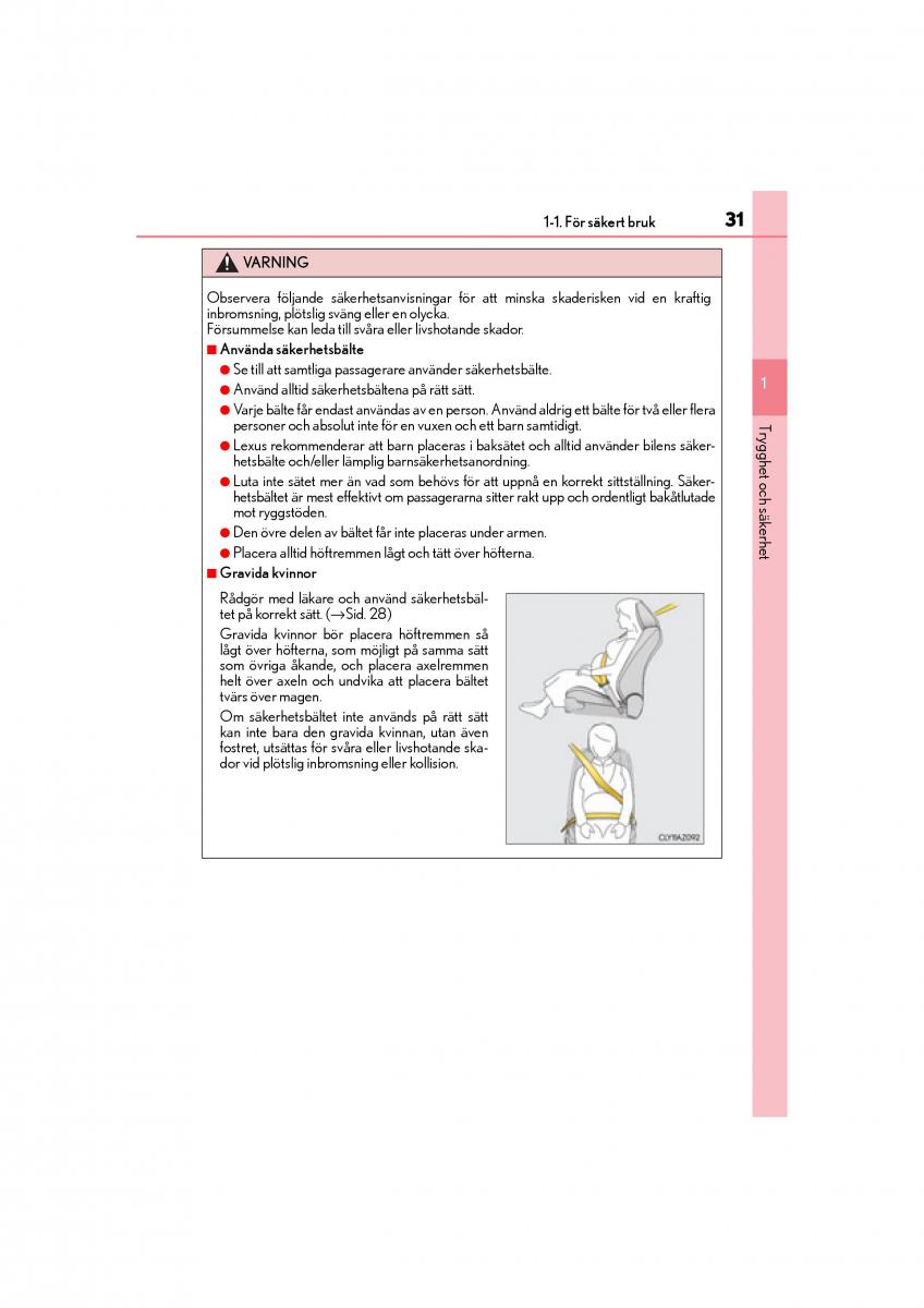 Lexus IS200t III 3 instruktionsbok / page 31