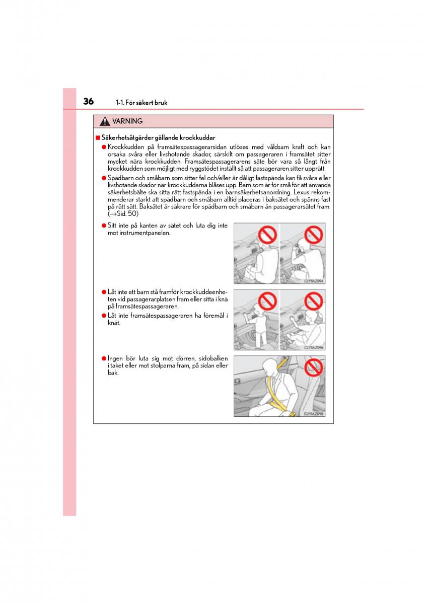 Lexus IS200t III 3 instruktionsbok / page 36