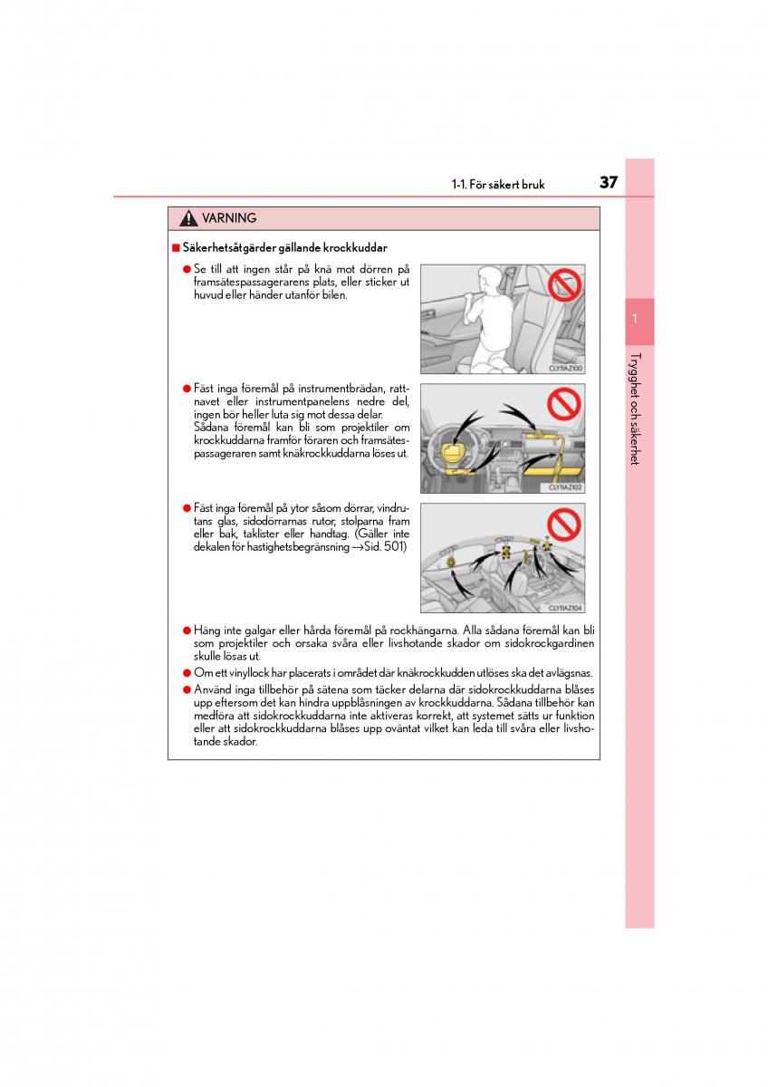 Lexus IS200t III 3 instruktionsbok / page 37