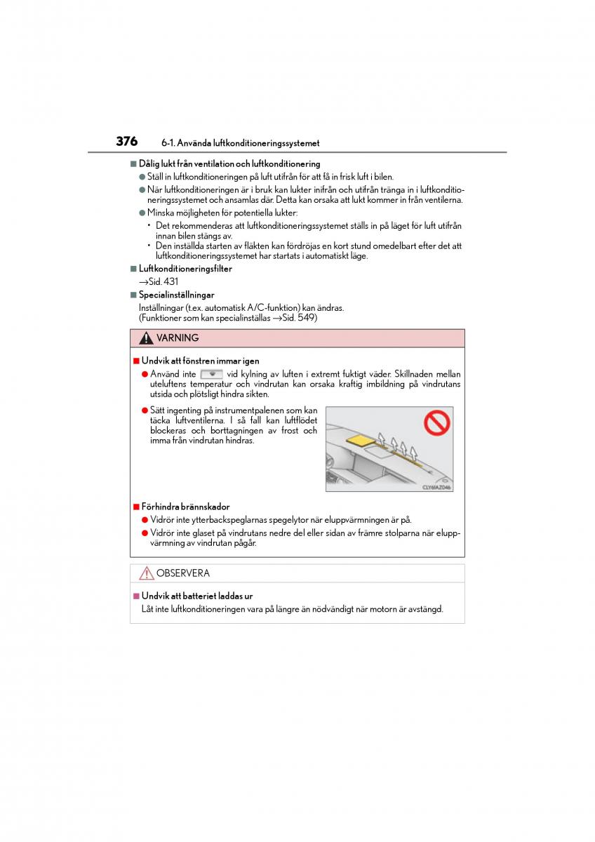 Lexus IS200t III 3 instruktionsbok / page 376