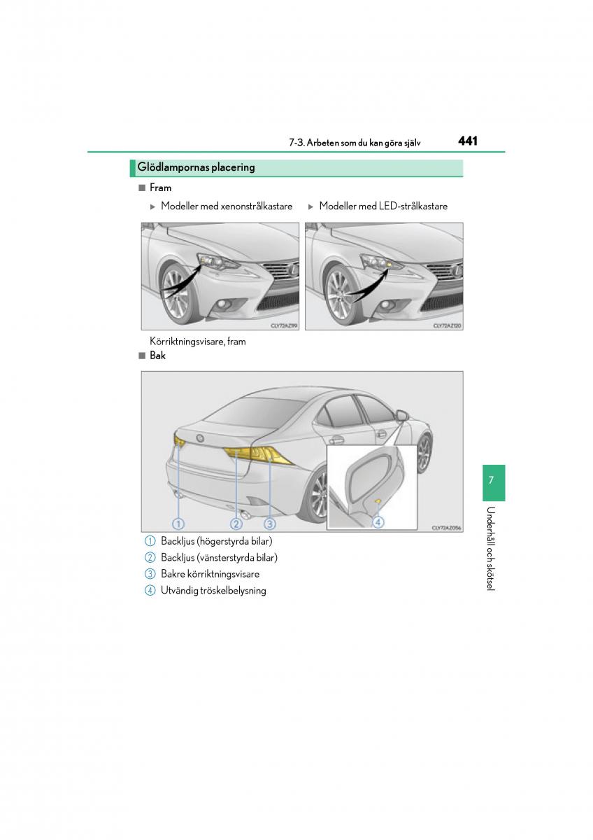 Lexus IS200t III 3 instruktionsbok / page 441