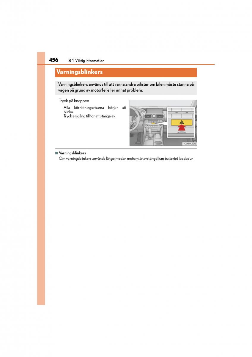 Lexus IS200t III 3 instruktionsbok / page 456