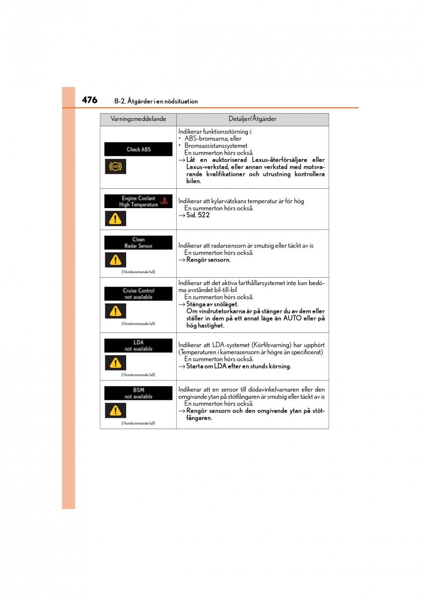 Lexus IS200t III 3 instruktionsbok / page 476