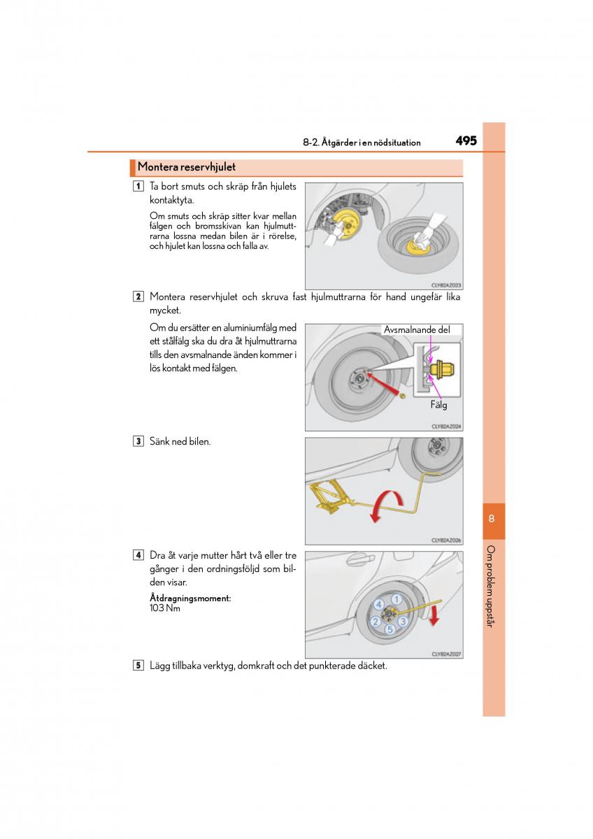 Lexus IS200t III 3 instruktionsbok / page 495