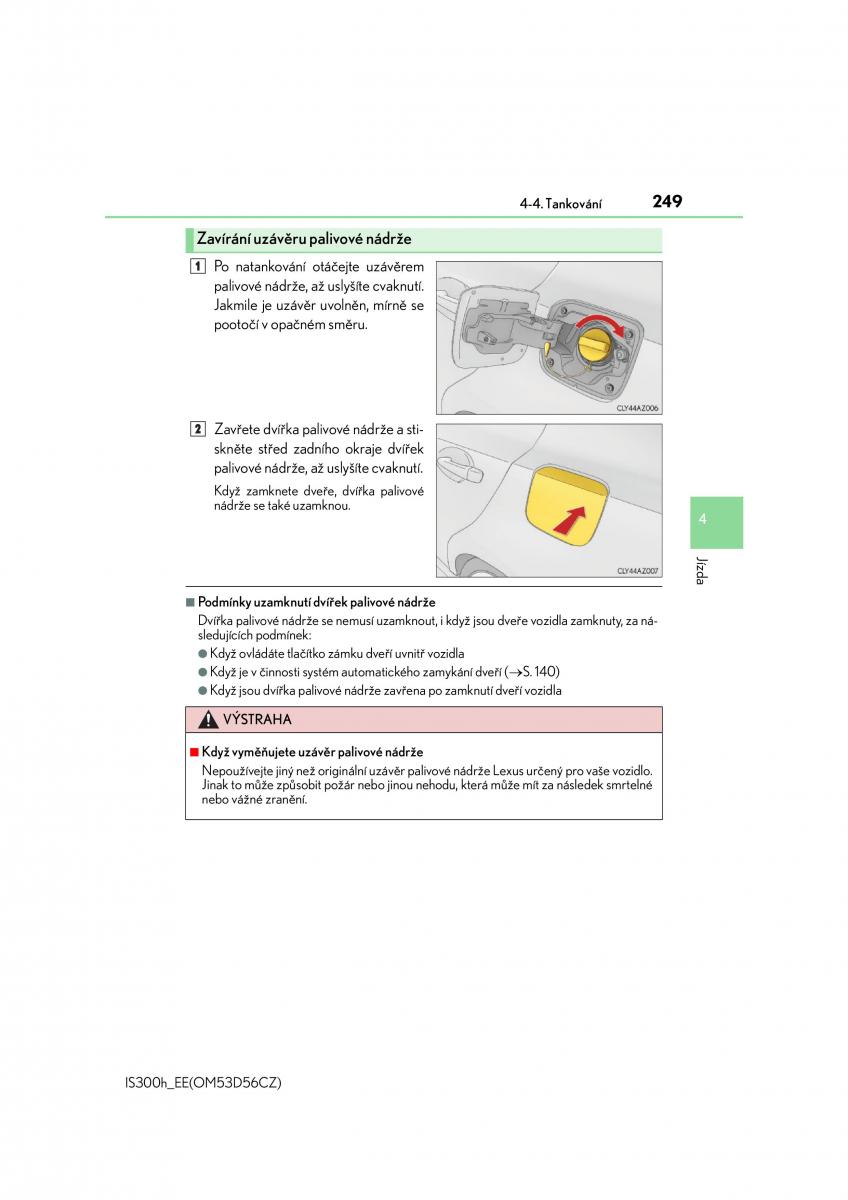 Lexus IS300h III 3 navod k obsludze / page 249