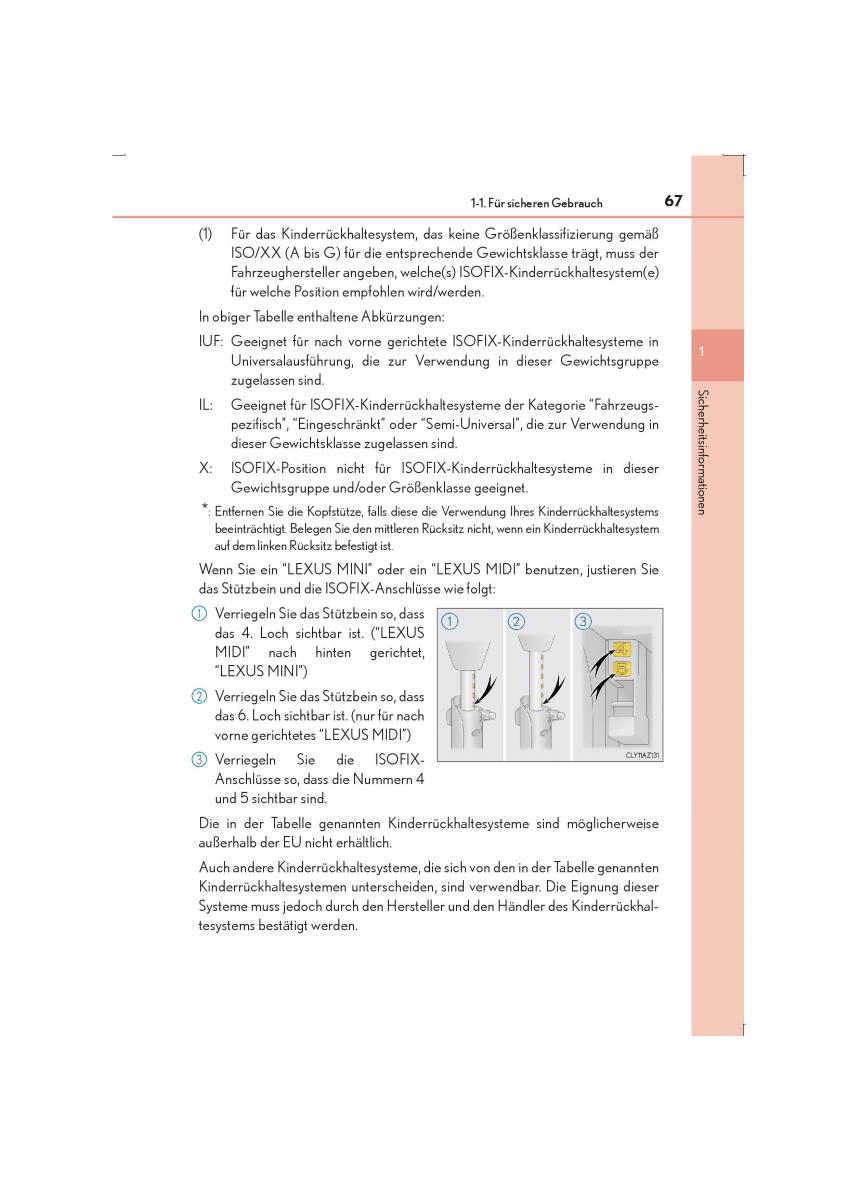 Lexus IS300h III 3 Handbuch / page 67