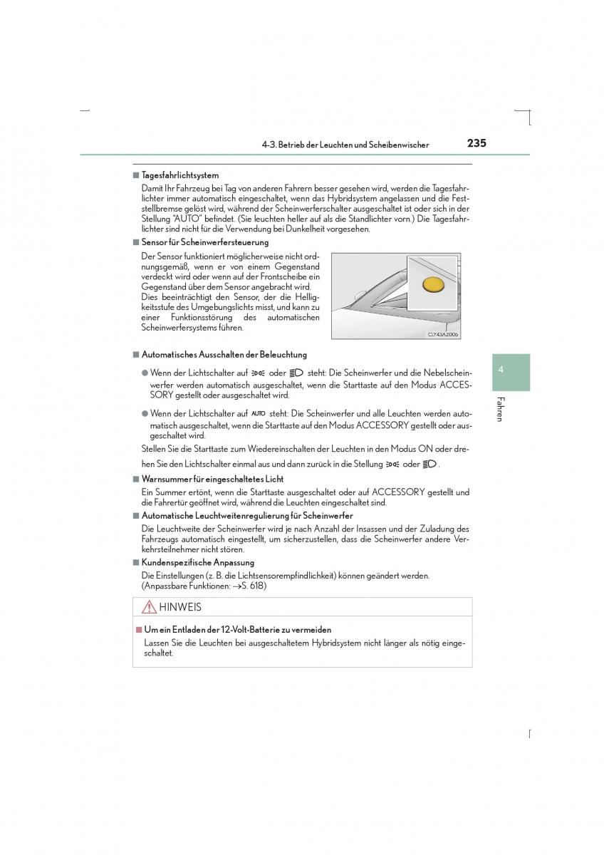 Lexus IS300h III 3 Handbuch / page 235